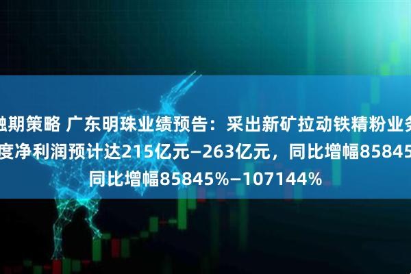 融期策略 广东明珠业绩预告：采出新矿拉动铁精粉业务增长，前三季度净利润预计达215亿元—263亿元，同比增幅85845%—107144%